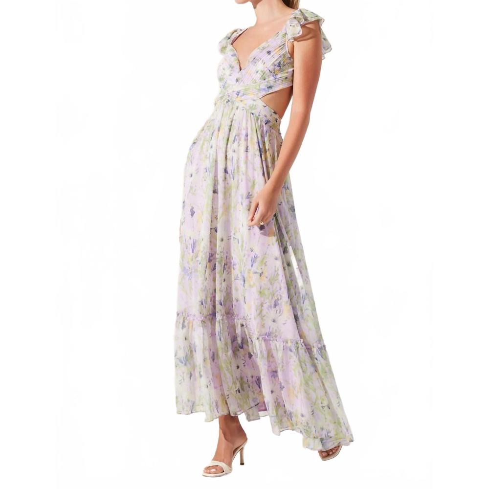 NEW ASTR primrose floral strappy back maxi dress in lavender multi - Picture 2 of 3